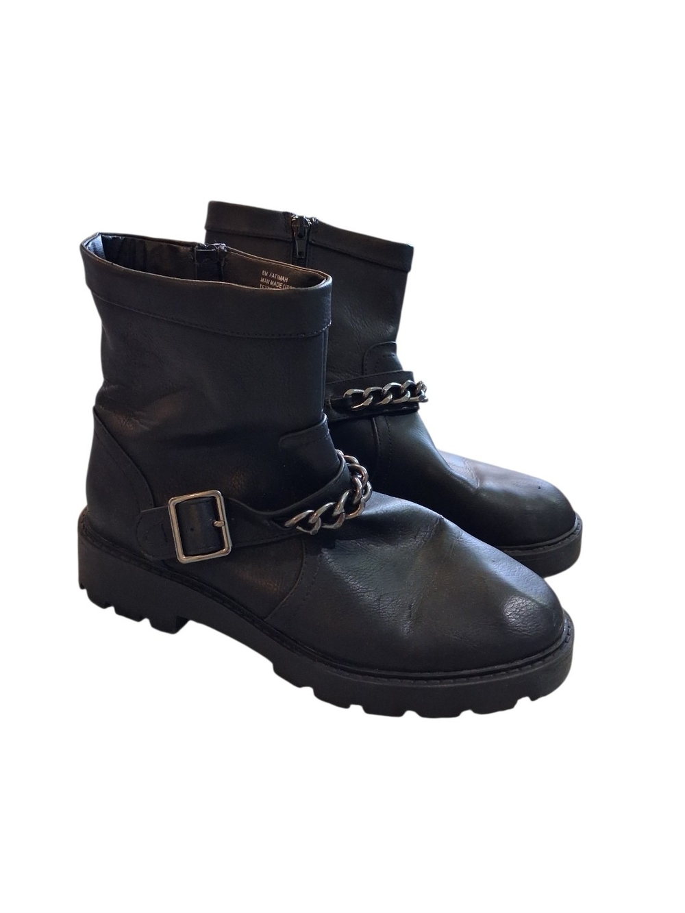 Black Chain-Accent  Ankle Boots - Women